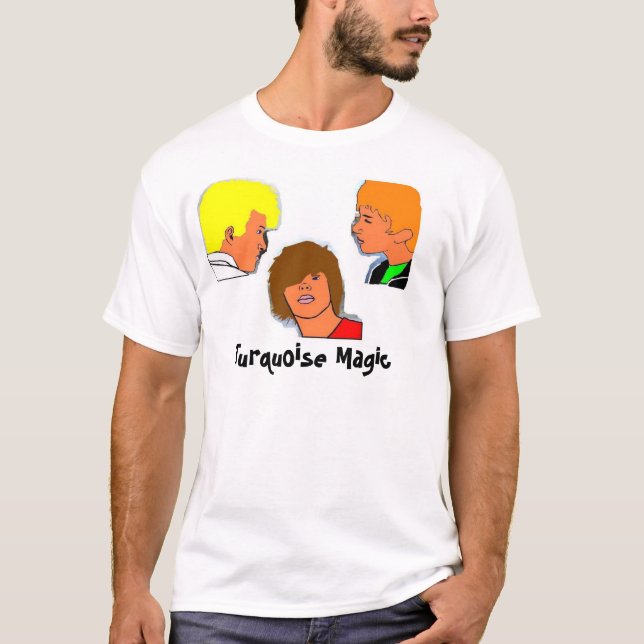 T-shirts Mágica de turquesa dos desenhos animados (Frente)