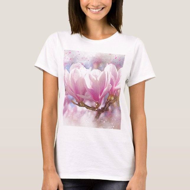T-shirts Magnésia rosada a púrpura florida - Flor Primavera (Frente)