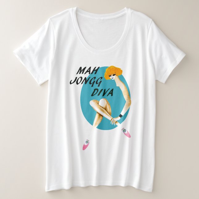 T-shirts Mah Jongg Diva Plus Size Shirt (Frente do Design)