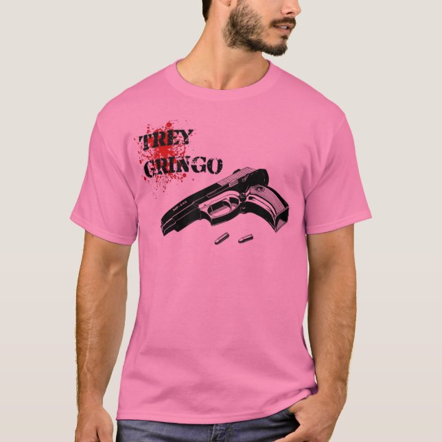 T-shirts Mais alto cor-de-rosa de Trey (Frente)
