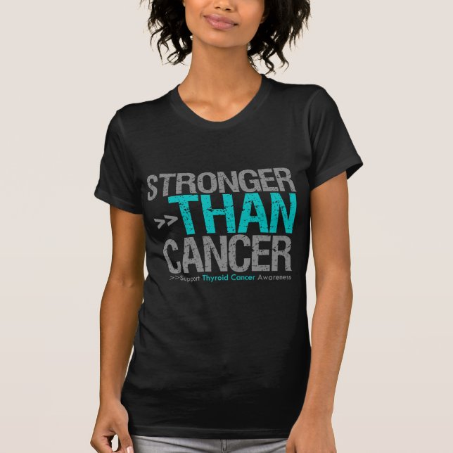 T-shirts Mais Forte Que O Cancer - Cancer Da Tiroide (Frente)
