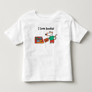 T-shirts Maisy com livros da biblioteca