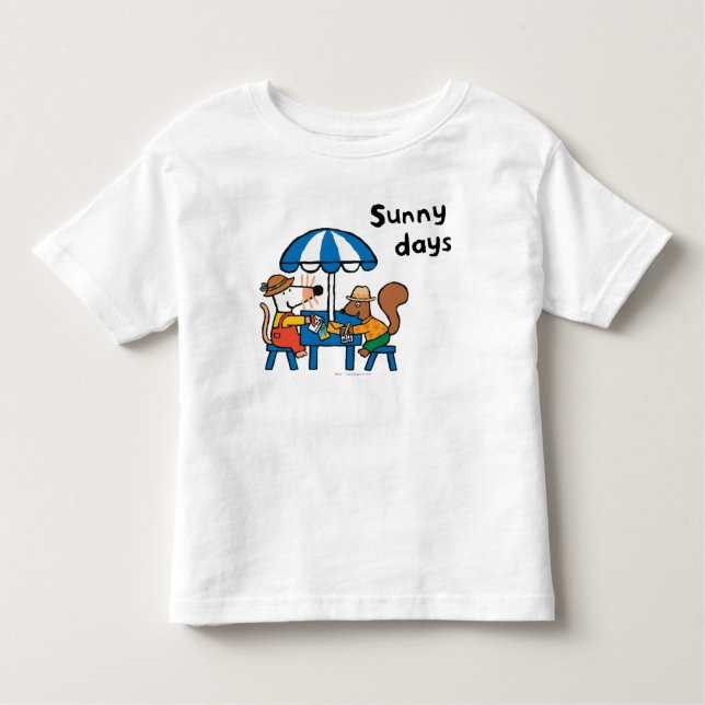 T-shirts Maisy escreve cartão sob o guarda-chuva azul (Frente)