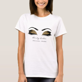 T-shirts Makeup Artist Beauty Lashes Studio Dourado Glitter