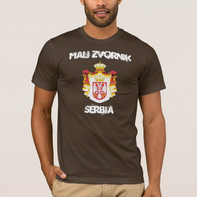 T-shirts Mali Zvornik, Sérvia com casaco de armas (Frente)