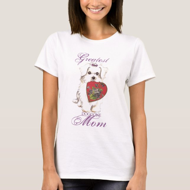 T-shirts Maltês Heart Mãe (Frente)