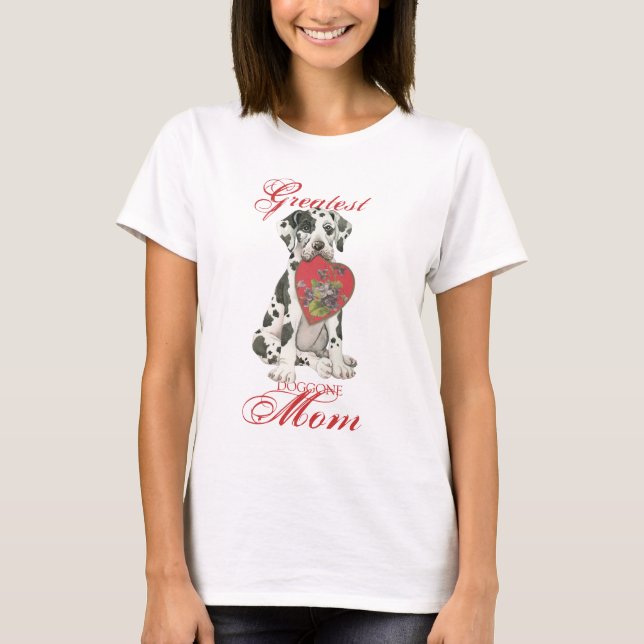 T-shirts Mamã do coração de great dane (Frente)