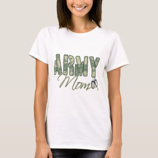 T-shirts mamã do exército com cópia do dog tags