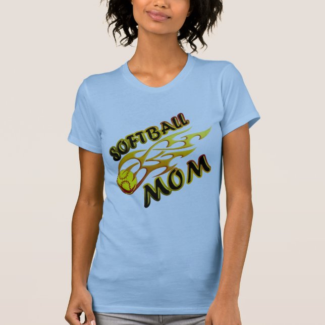 T-shirts Mamã do softball (chama) copy.png (Frente)
