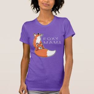 T-shirts Mama Foxy Fox vermelho e filhote de cachorro