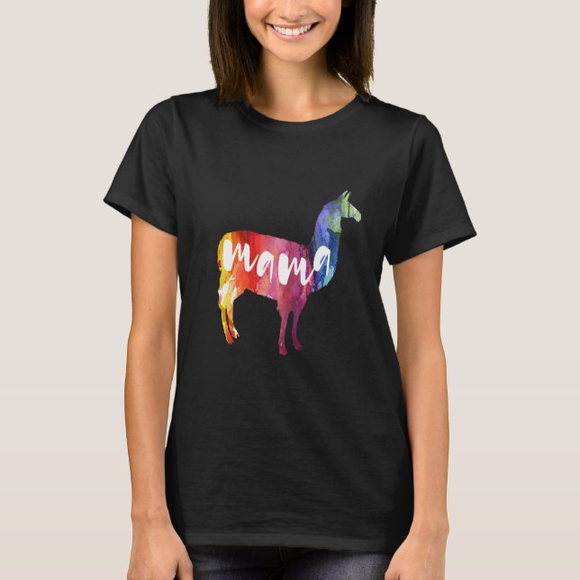 T-shirts Mama Lama. Arte da aguarela (Frente)