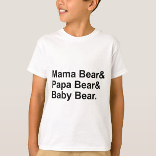 T-shirts Mama Urso, Papai Urso, Bebê Urso   Goldilocks