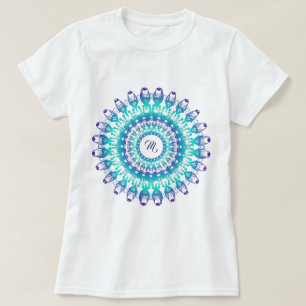 T-shirts Mandala étnica da cerceta. monograma