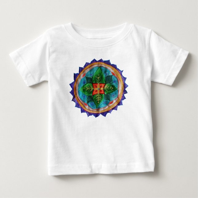 T-shirts Mandala Positiva Baby Fine Jersey T-Shirt, Branco (Frente)