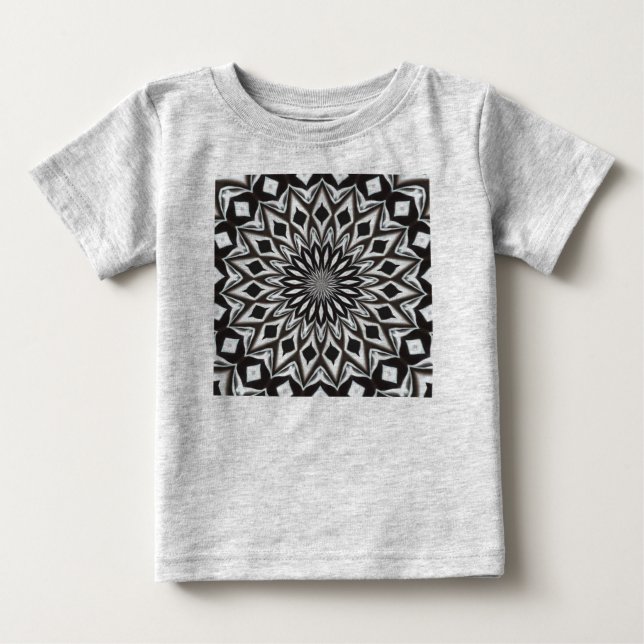 T-shirts Mandalas Decorativas Preto e Branco (Frente)