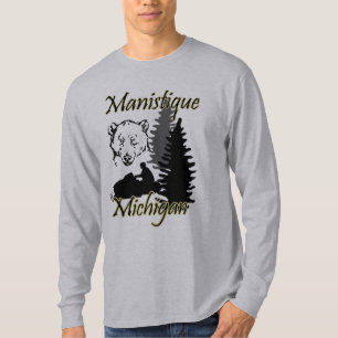 T-shirts Manistique Michigan Snowmobile Bear Cinza