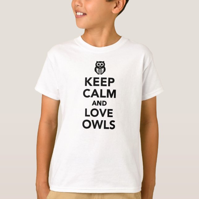 T-shirts Mantenha a calma e ame corujas (Frente)