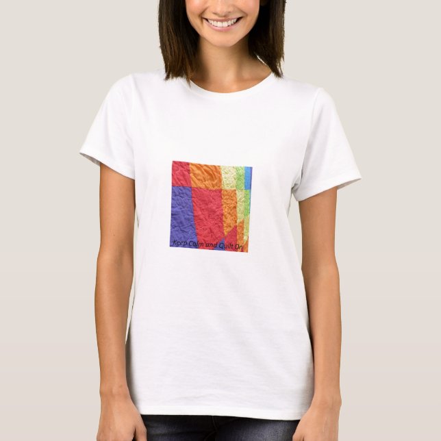 T-shirts Mantenha a calma e estofe-a sobre (Frente)