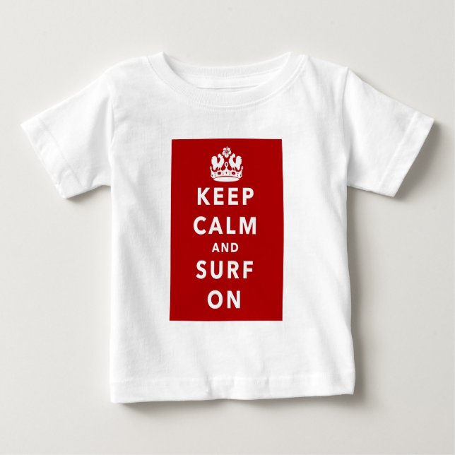 T-shirts Mantenha a calma e surfe-a sobre (Frente)