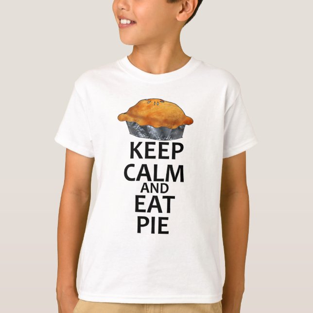 T-shirts Mantenha calmo e coma a torta (Frente)