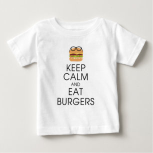T-shirts Mantenha calmo e coma hamburgueres