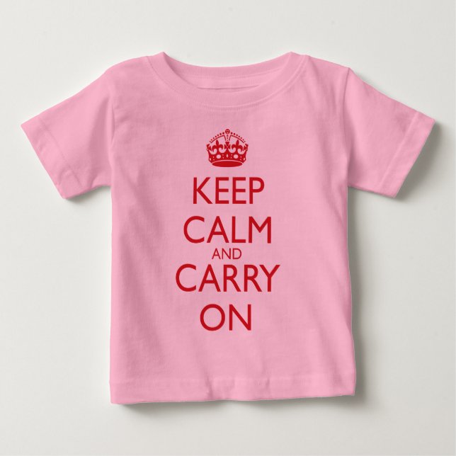T-shirts Mantenha calmo e continue o texto do vermelho da (Frente)
