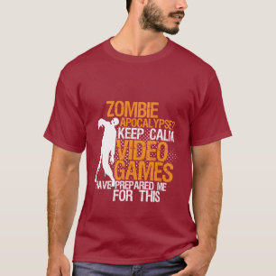 T-shirts Mantenha o apocalipse engraçado calmo do zombi do