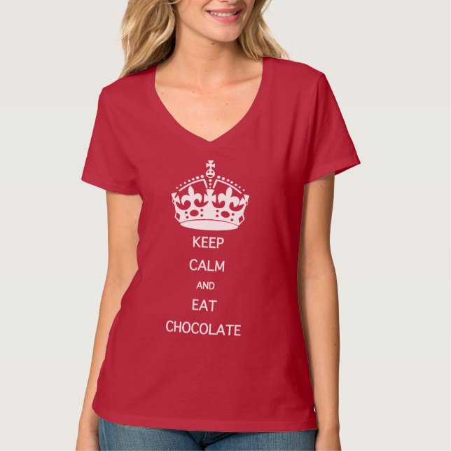 T-SHIRTS MANTER CALMA COMER CHOCOLATE (Frente)