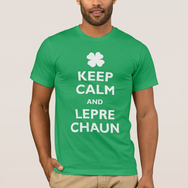T-shirts Manter Calma e Leprechaun (Frente)