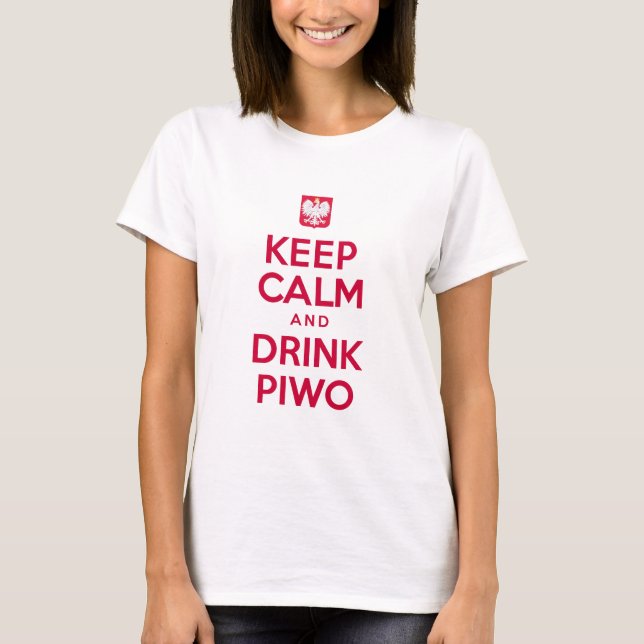 T-shirts Manter Calmo Beber Piwo (Frente)
