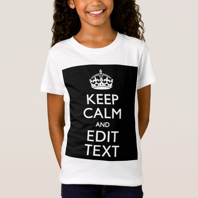 T-shirts Manter Calmo Personalizado e Editar Texto a Preto (Frente)