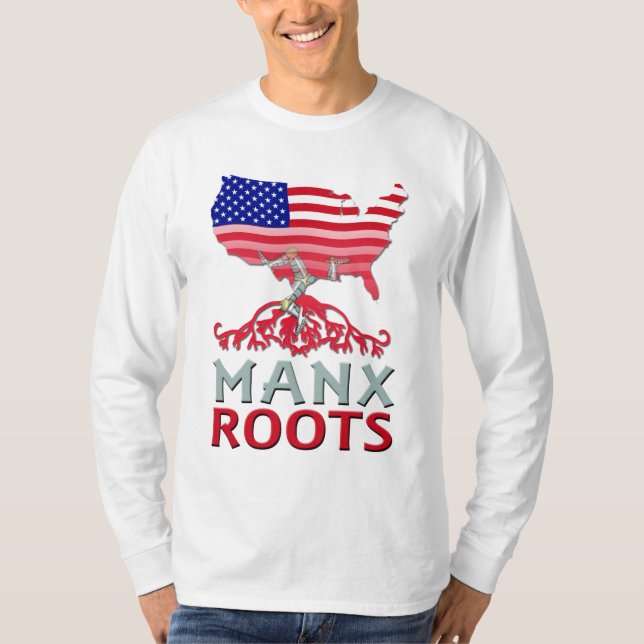 T-shirts Manx American Roots, Ilha de Man (Frente)