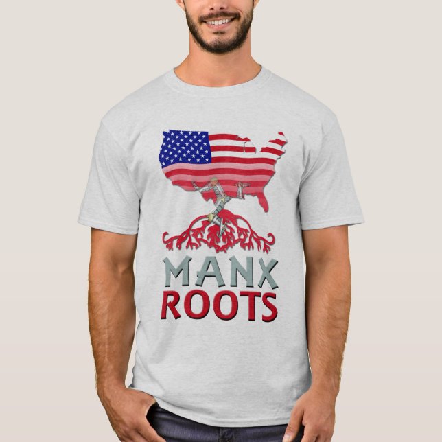 T-shirts Manx American Roots, Ilha de Man (Frente)