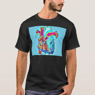 T-shirts Mão de néon coração anatômico tirado