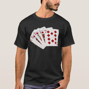 T-shirts Mãos-Poker - Royal Flush - Traje de Ouros