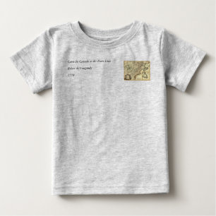 T-shirts Mapa 1778 de Canadá e dos Estados Unidos