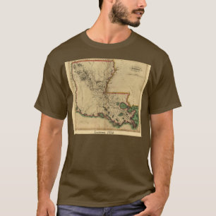 T-shirts Mapa 1814 de Louisiana do vintage