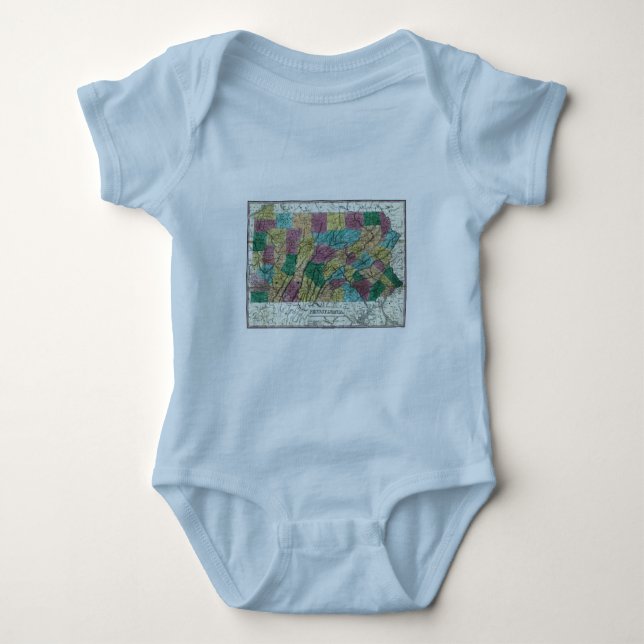 T-shirts Mapa 1829 de Pensilvânia (Frente)
