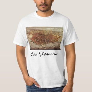 T-shirts Mapa Aéreo Antigo, Cidade de São Francisco, Califó