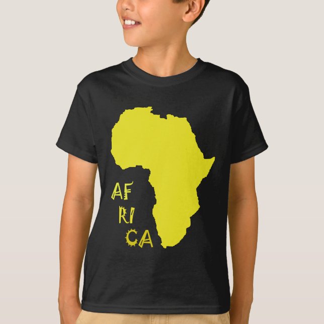 T-shirts Mapa Africano Amarelo Funky (Frente)