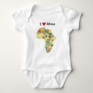 T-shirts Mapa africano do safari - coração África de I -