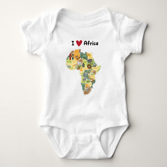 T-shirts Mapa africano do safari - coração África de I - (Frente)