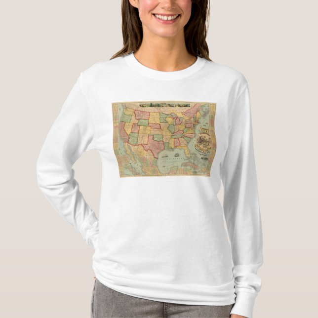 T-shirts Mapa americano da estrada de ferro da união dos (Frente)