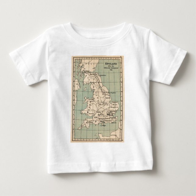 T-shirts Mapa antigo da Inglaterra (Frente)
