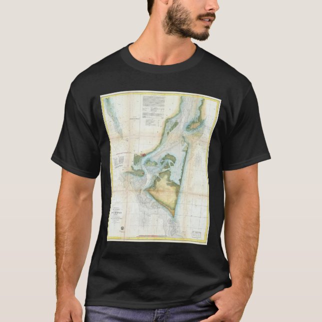 T-shirts Mapa Antigo de Cape Fear (1857) (Frente)