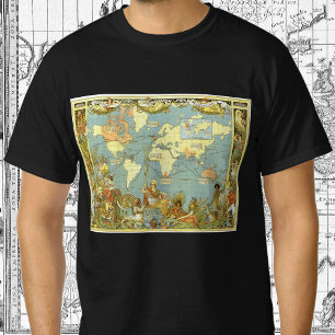 T-shirts Mapa Antigo do Mundo do Império Britânico, 1886