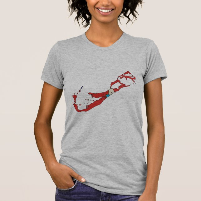 T-shirts Mapa da bandeira de Bermuda (Frente)
