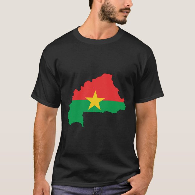 T-shirts Mapa da bandeira de Burkina Faso (Frente)