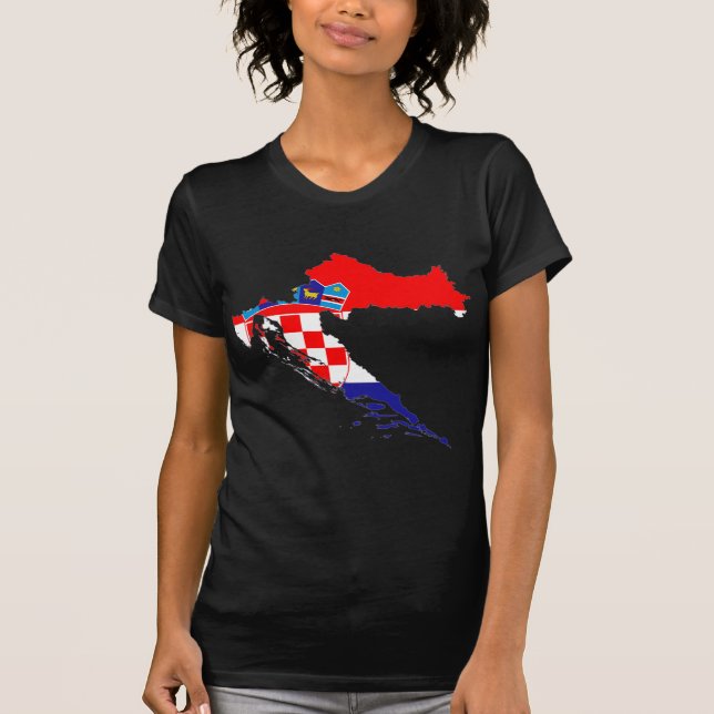 T-shirts Mapa da bandeira de Croatia (Frente)