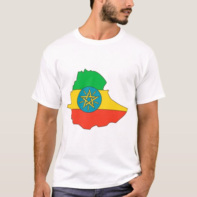 T-shirts Mapa da bandeira de Etiópia (Frente)